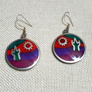 Vintage Desert Scene Earrings late 80's early 90''